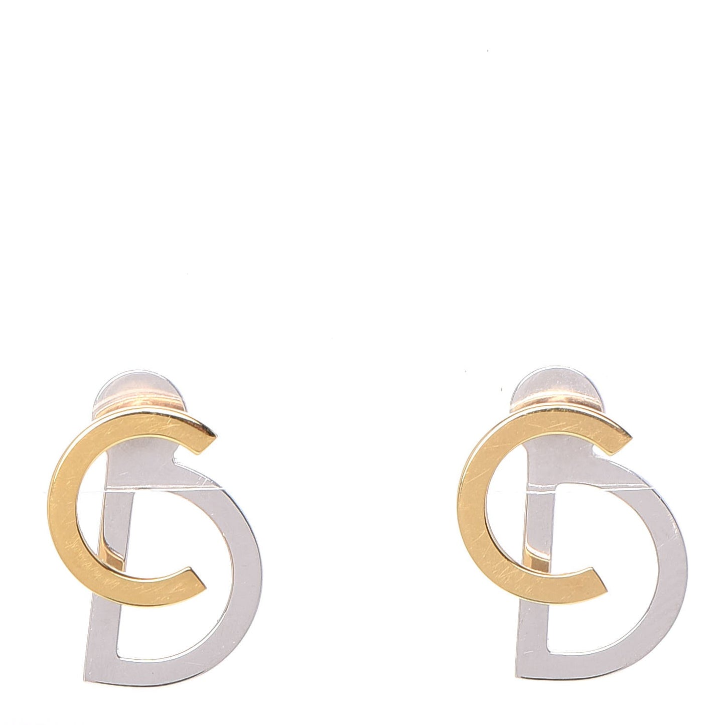 Your Dior Logo Stud Earrings Silver Gold