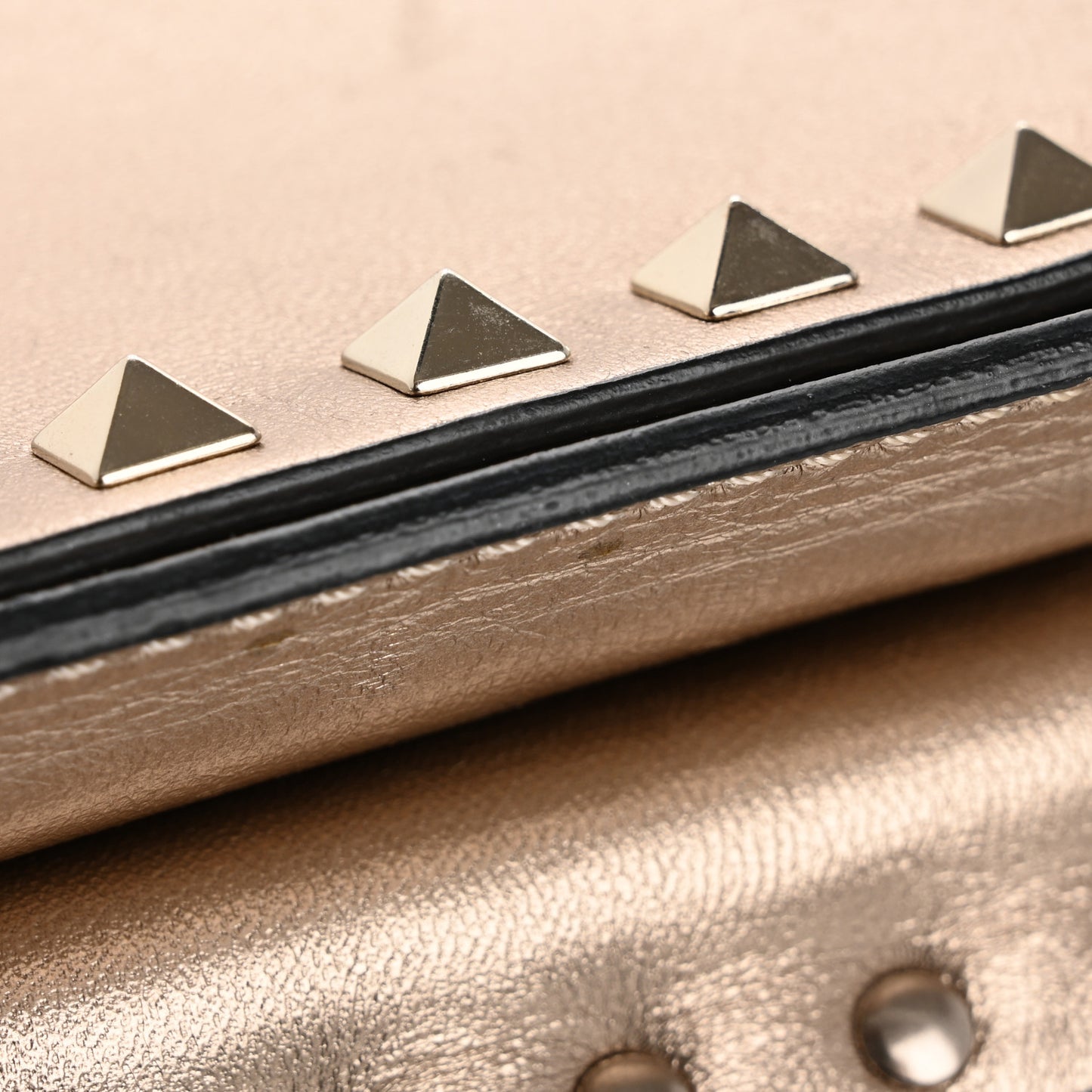 Metallic Nappa Rockstud Wristlet Clutch Skin