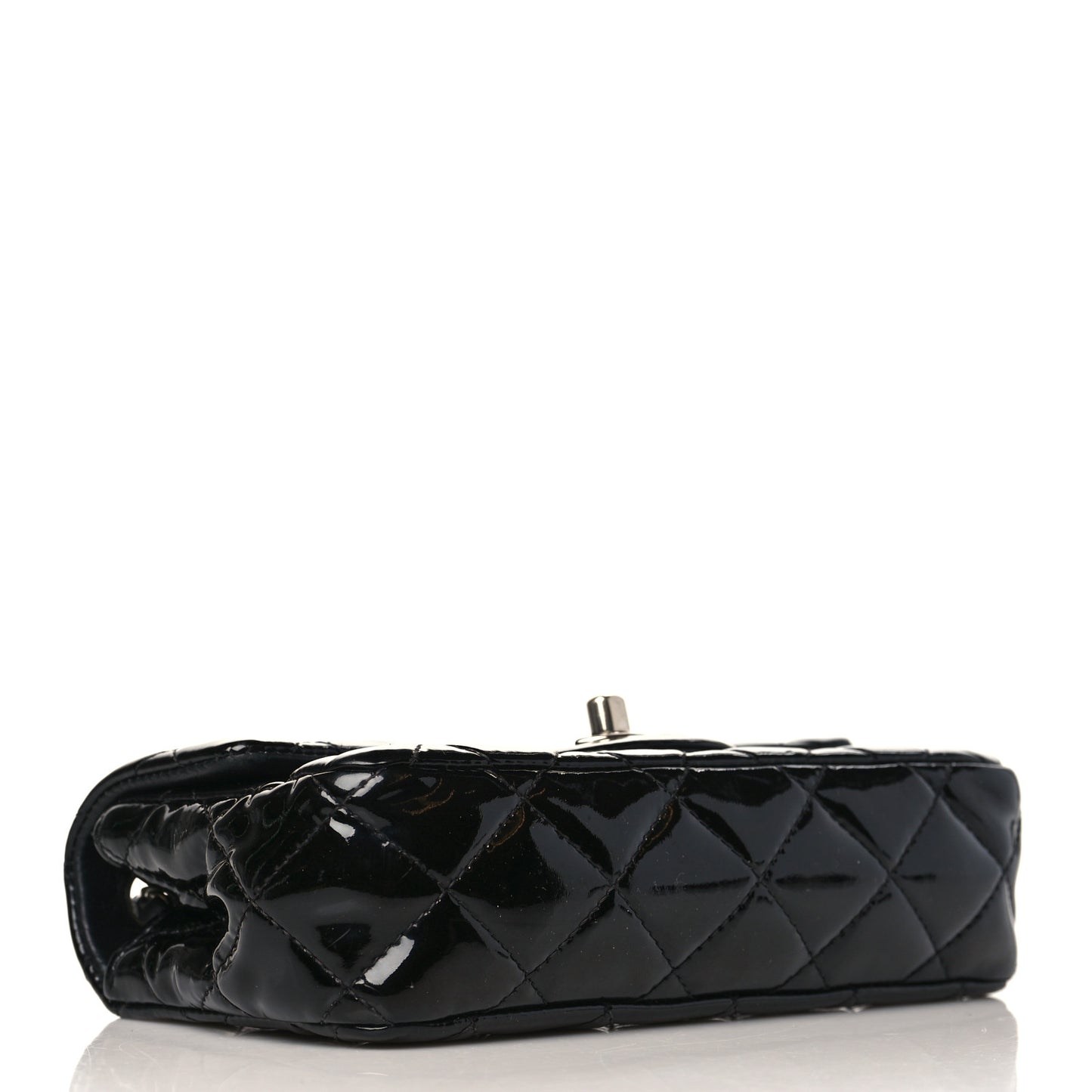 Patent Calfskin Quilted Extra Mini Rectangular Flap Black