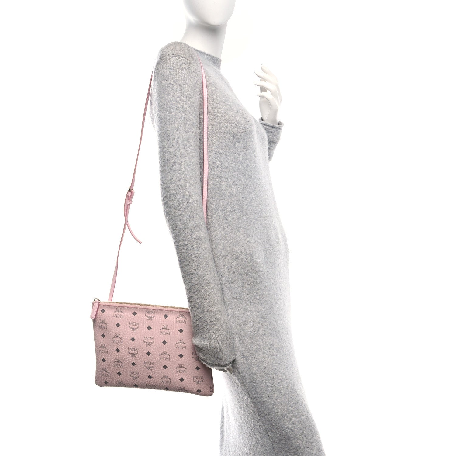 MCM Visetos Medium Crossbody Pouch Powder Pink 2 of 10