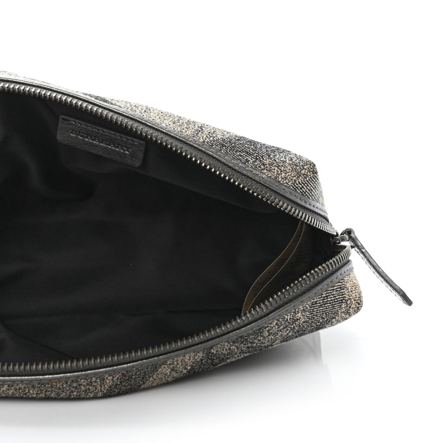 Metallic Calfskin Nova Check Cosmetic Pouch Silver