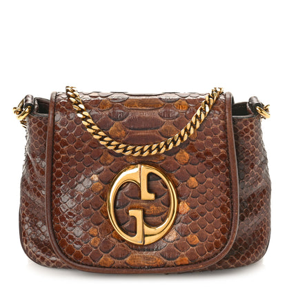Gucci Snakeskin Small 1973 Chain Shoulder Bag Brown 1 of 10