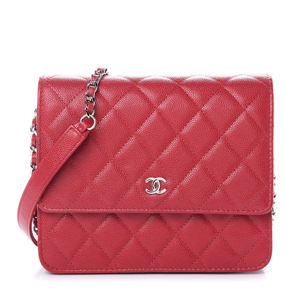 Chanel Caviar Quilted Square Wallet On Chain WOC Pink 1 of 10
