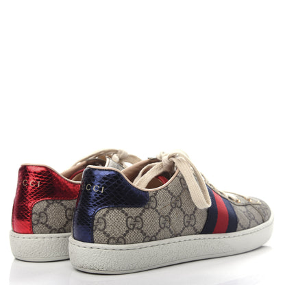 Gucci GG Supreme Monogram Womens Ace Low-Top Sneaker 37 Beige 4 of 11