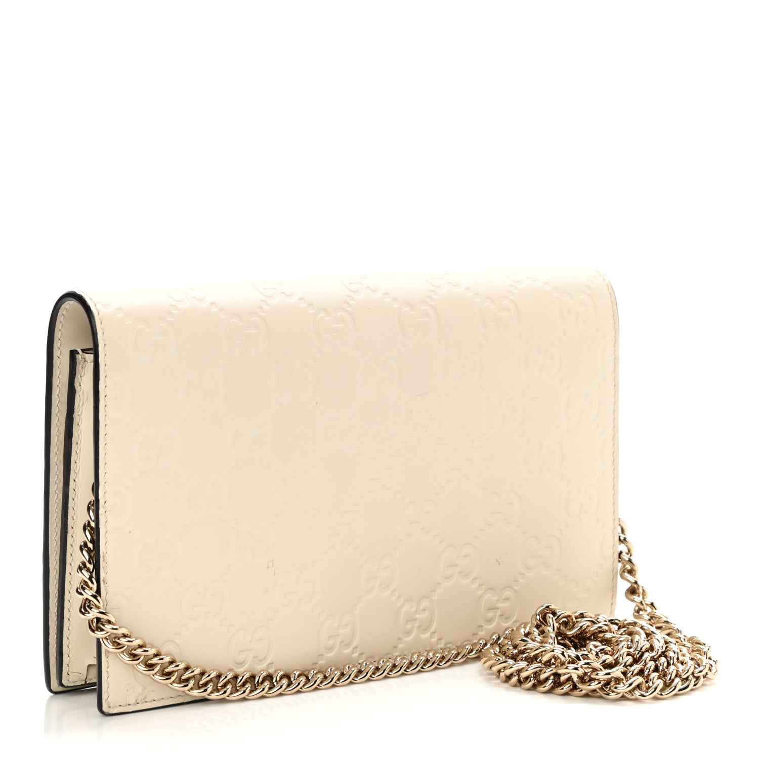 Gucci Guccissima Signature Bowy Chain Wallet Mystic White 3 of 7