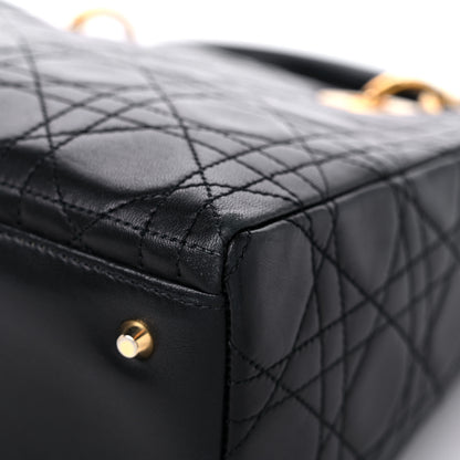 Christian Dior Lambskin Cannage Medium Lady Dior Black 9 of 15