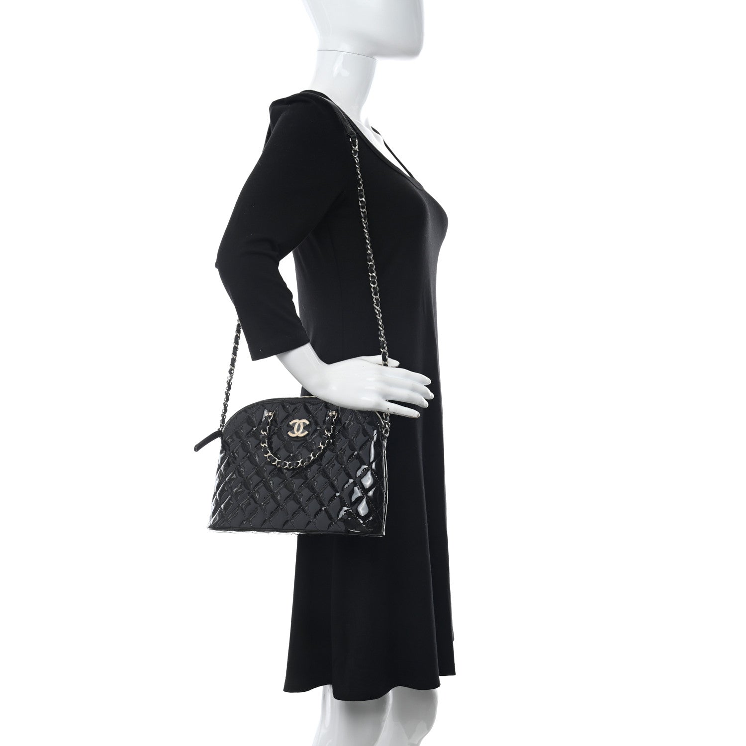 Chanel Patent Quilted Shiny Coco Small Shopping Bag Black 2 of 11