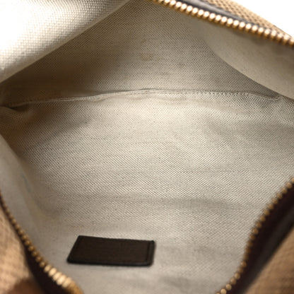 Gucci Monogram Jumbo GG Textured Dollar Calfskin Web Belt Bag Camel Ebony New Acero 5 of 10