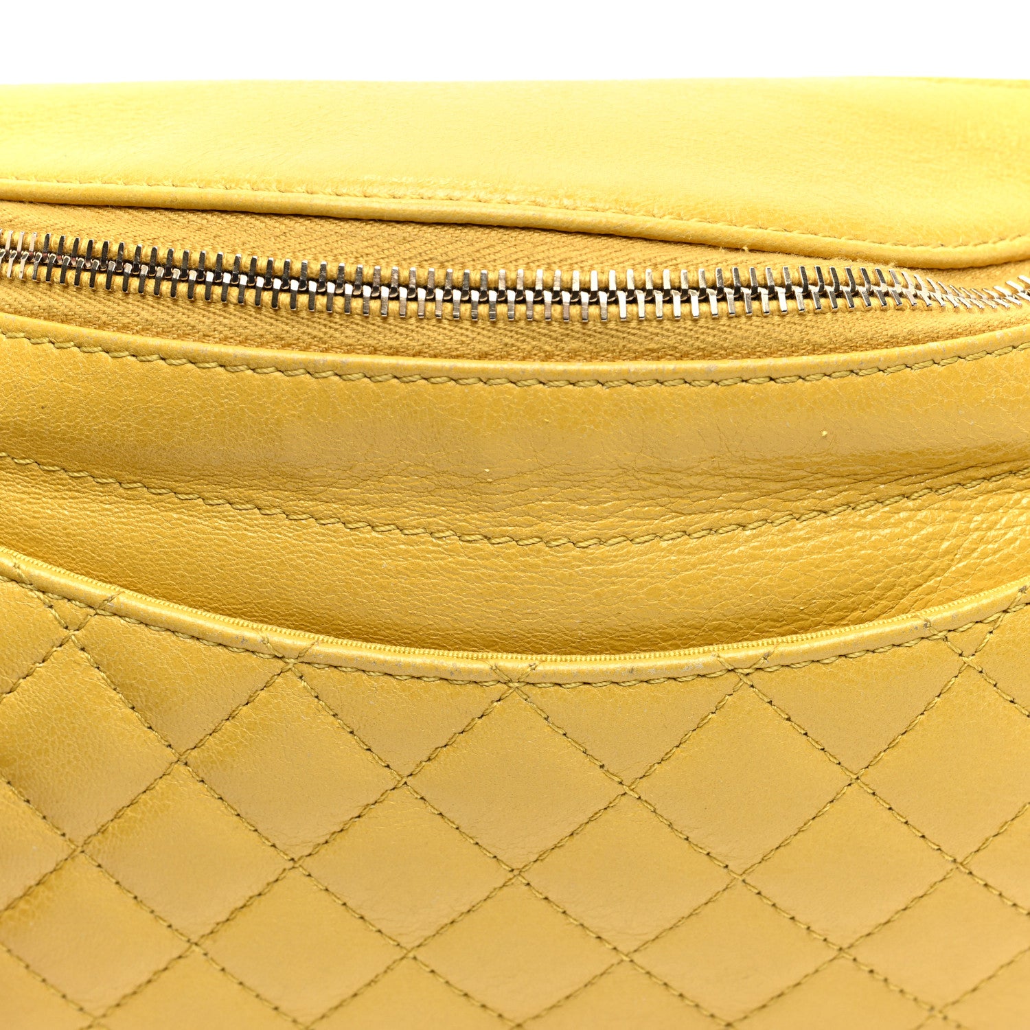 Chanel Crumpled Glazed Lambskin Quilted Waist Bag Fanny Pack Yellow 8 of 12
