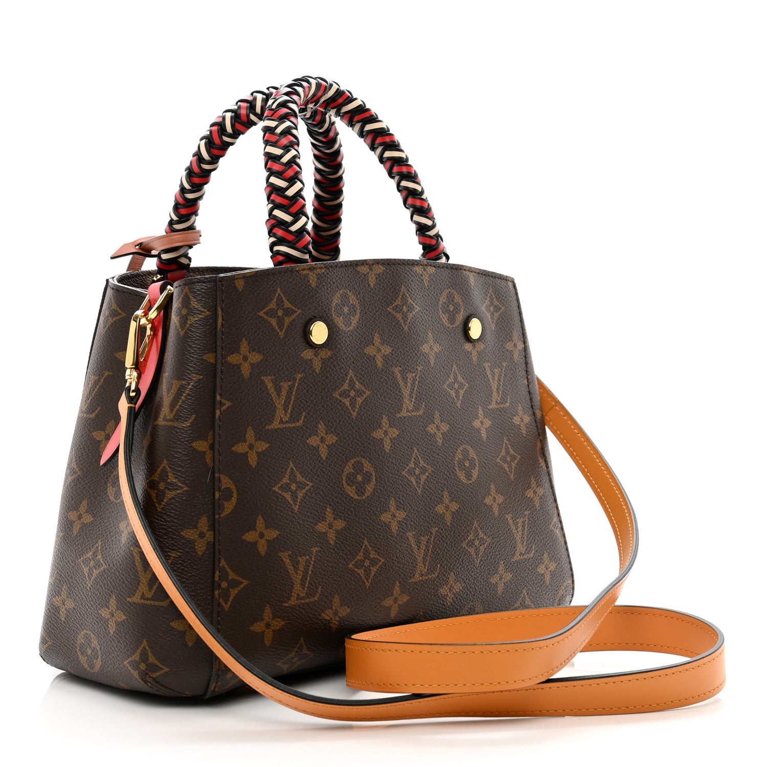 Louis Vuitton LOUIS VUITTON Monogram Braided Montaigne BB Coquelicot Creme Safran Peach 3 of 9
