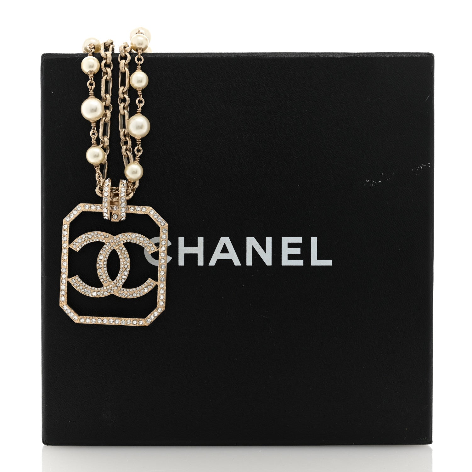 Chanel Pearl Crystal CC Double Strand Necklace Gold 5 of 5