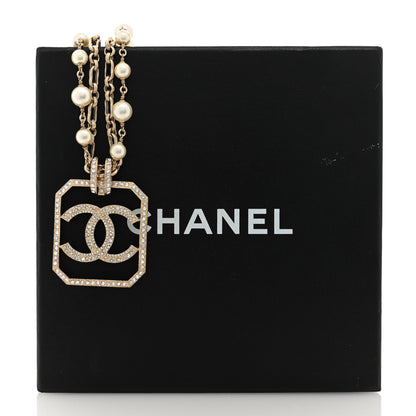 Chanel Pearl Crystal CC Double Strand Necklace Gold 5 of 5
