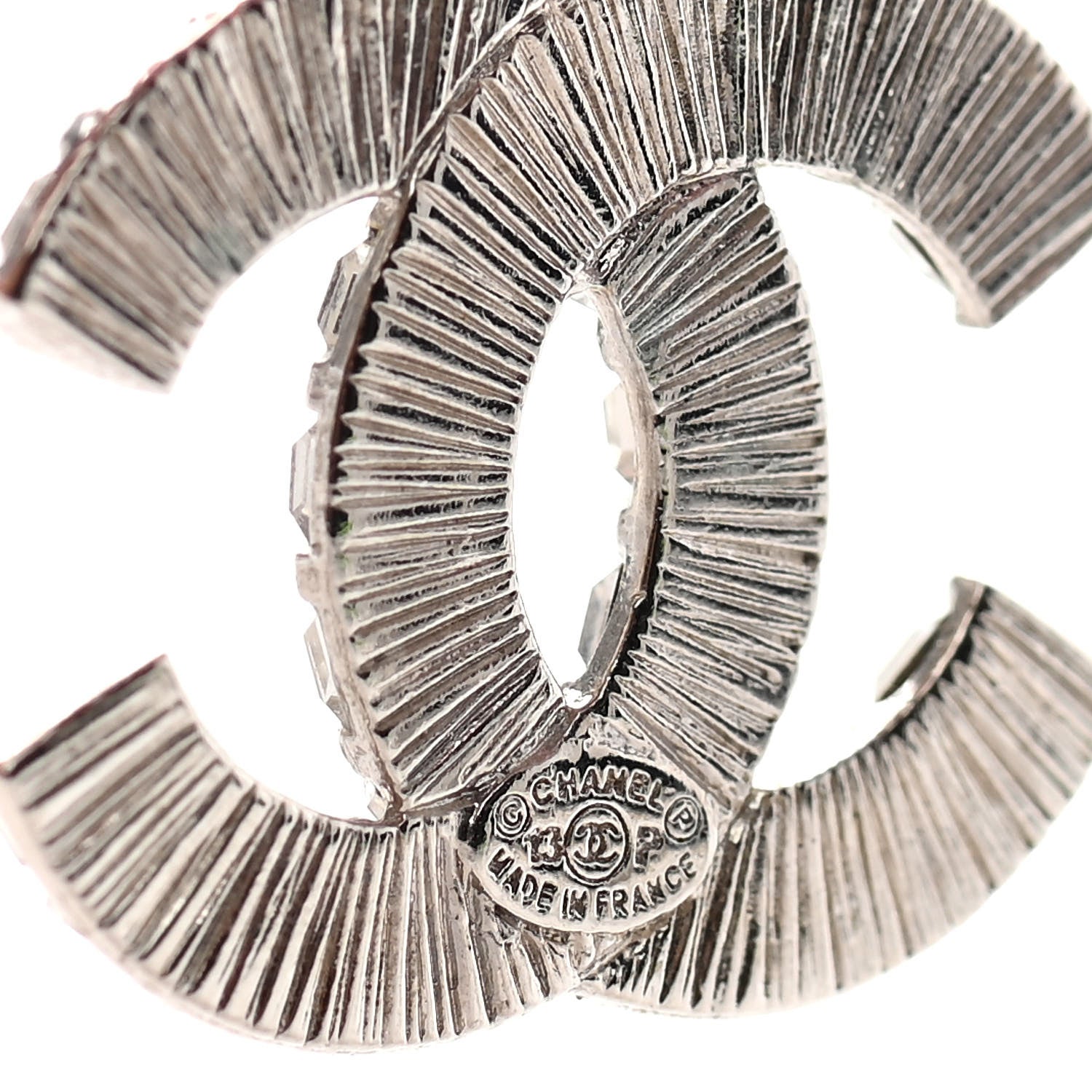 Chanel Baguette Crystal CC Dangle Earrings Silver 4 of 4