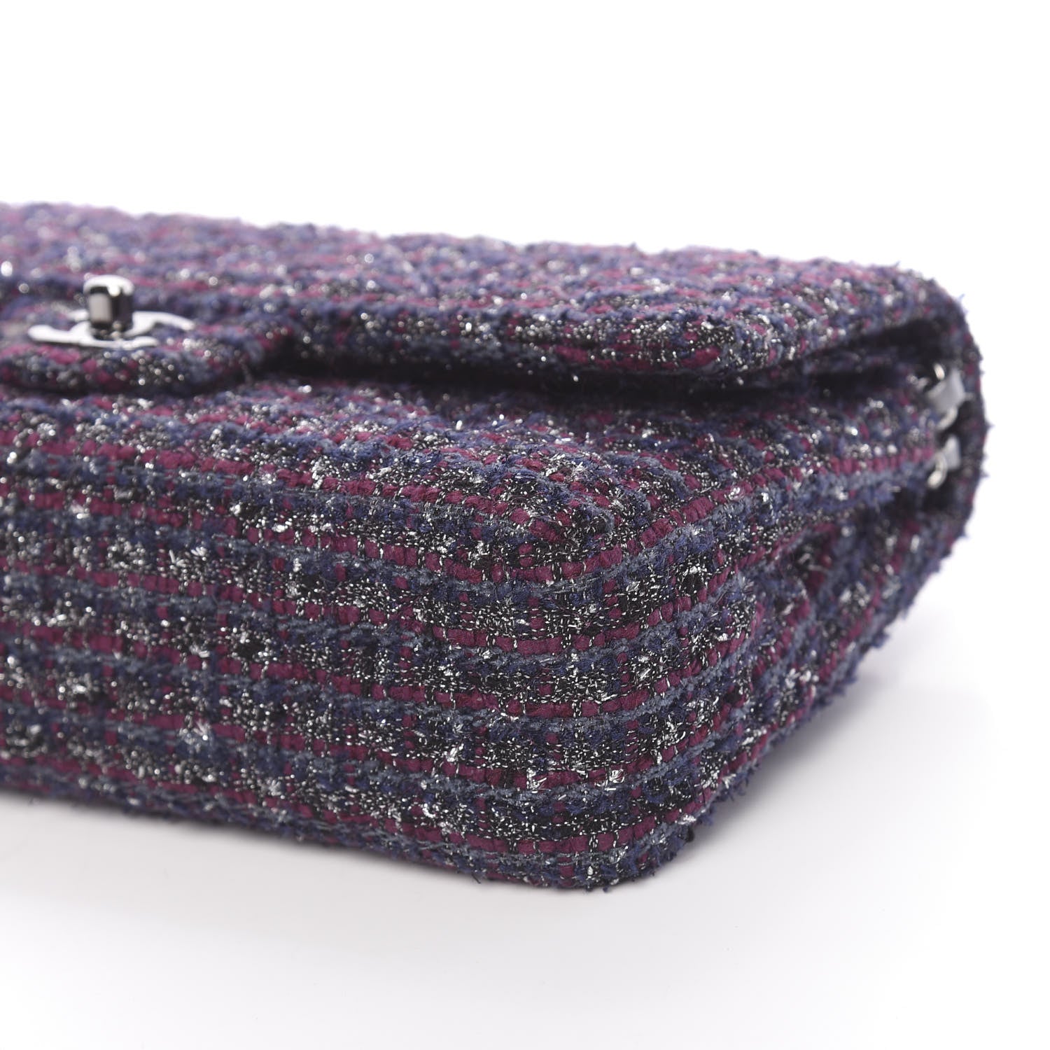 Chanel Tweed Quilted Medium Double Flap Purple 9 of 10