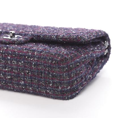 Chanel Tweed Quilted Medium Double Flap Purple 9 of 10