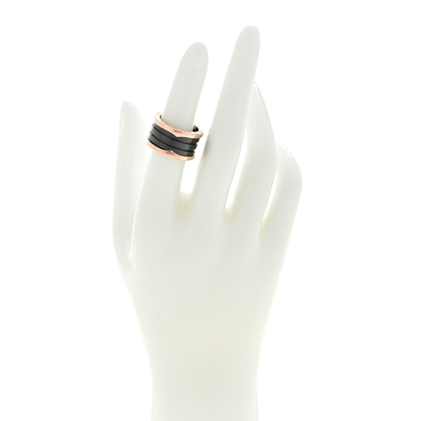 18K Rose Gold Black Ceramic B.Zero1 Four-Band Ring 52 6