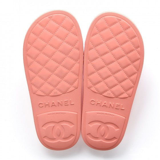 Rubber CC Flat Slide Sandals 35 Orange Pink