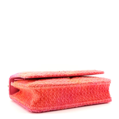 Chanel Wool Tweed Lambskin Quilted Chanel 19 Wallet On Chain WOC Coral Pink 4 of 11