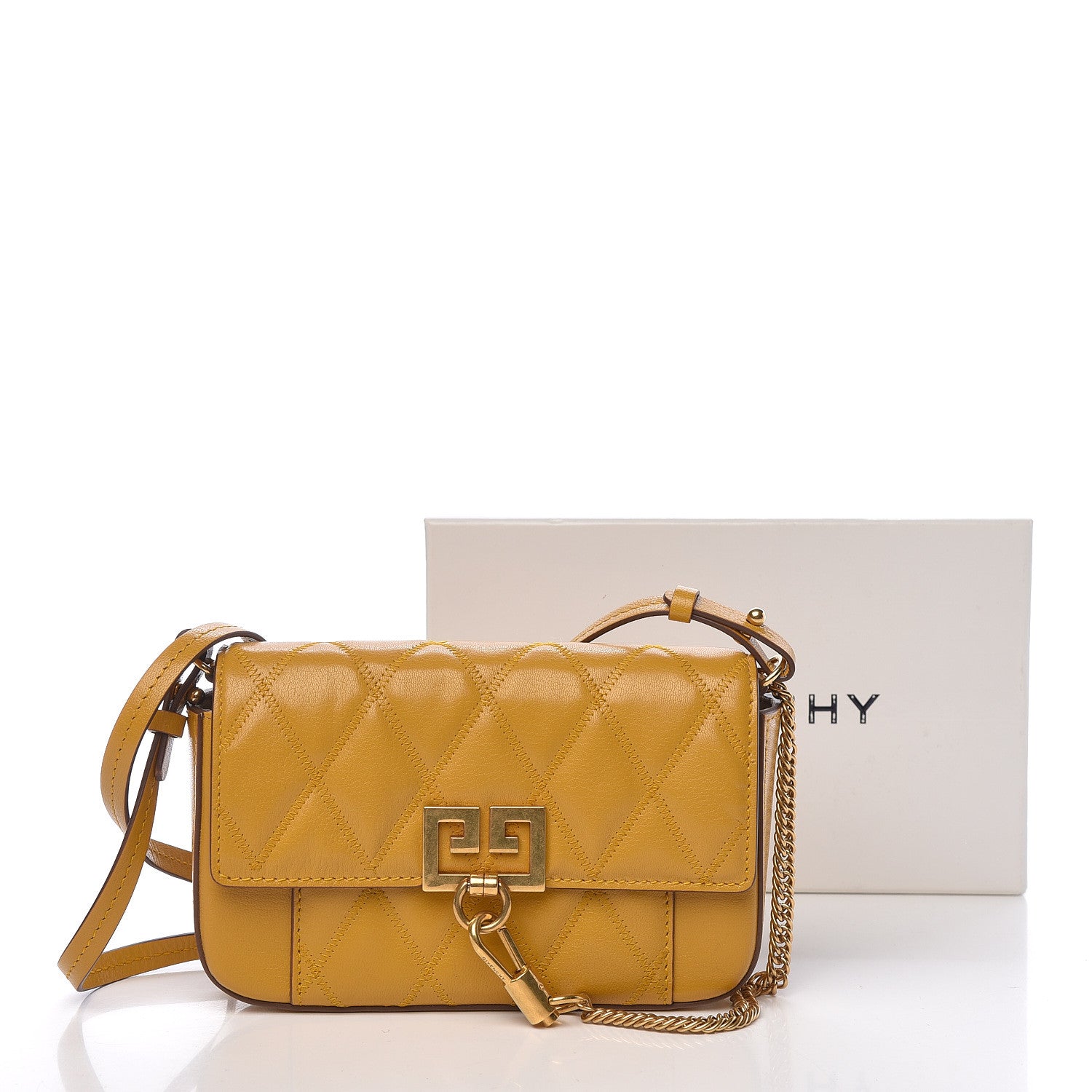 Givenchy Goatskin Quilted GV3 Mini Pocket Convertible Bag Golden 10 of 10
