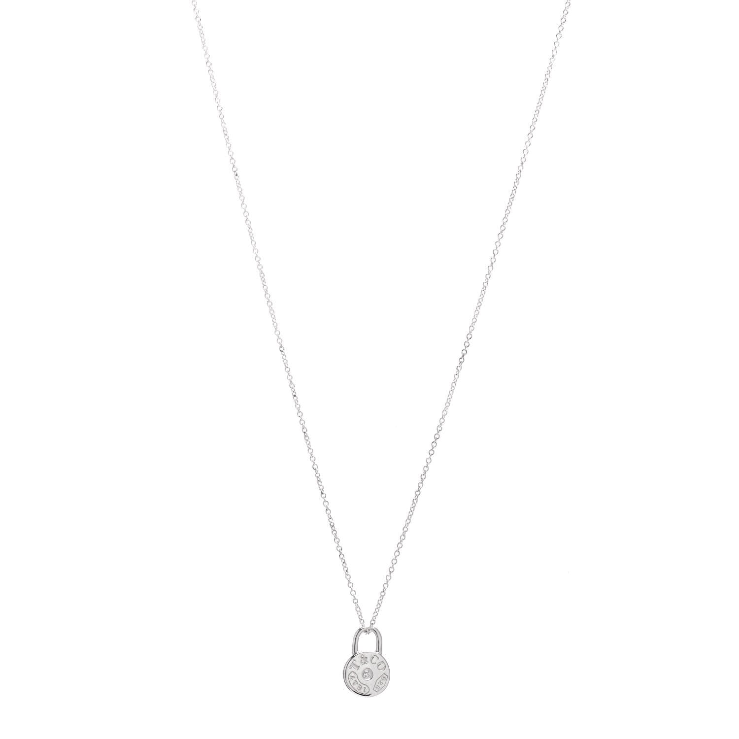 Tiffany Sterling Silver Diamond 1837 Circle Lock Necklace 1 of 4