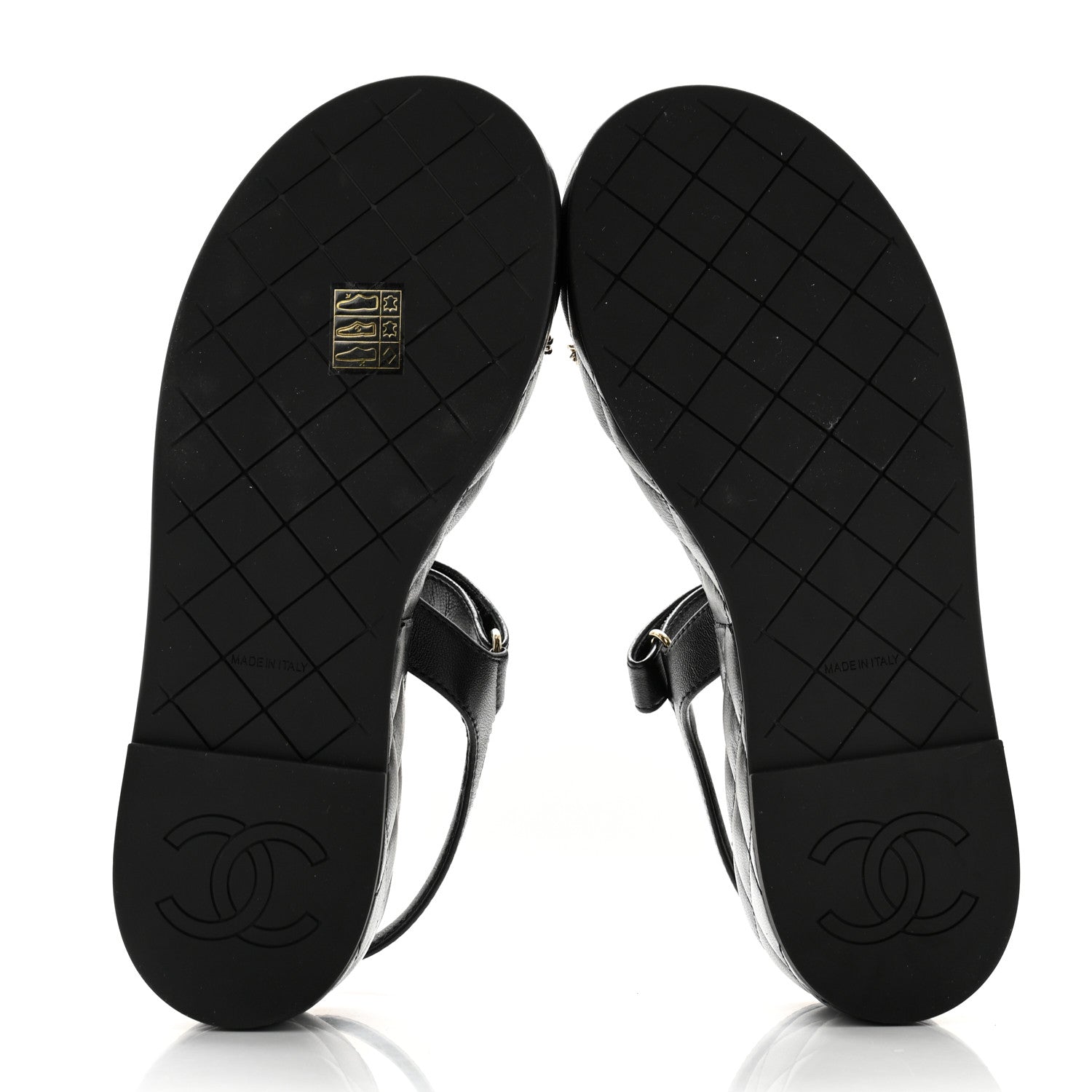 Chanel Lambskin Quilted Chain CC Platform Sandals 37.5 Black 5 of 10