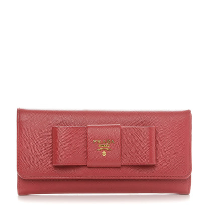 Prada Saffiano Bow Continental Wallet Peonia 1 of 7