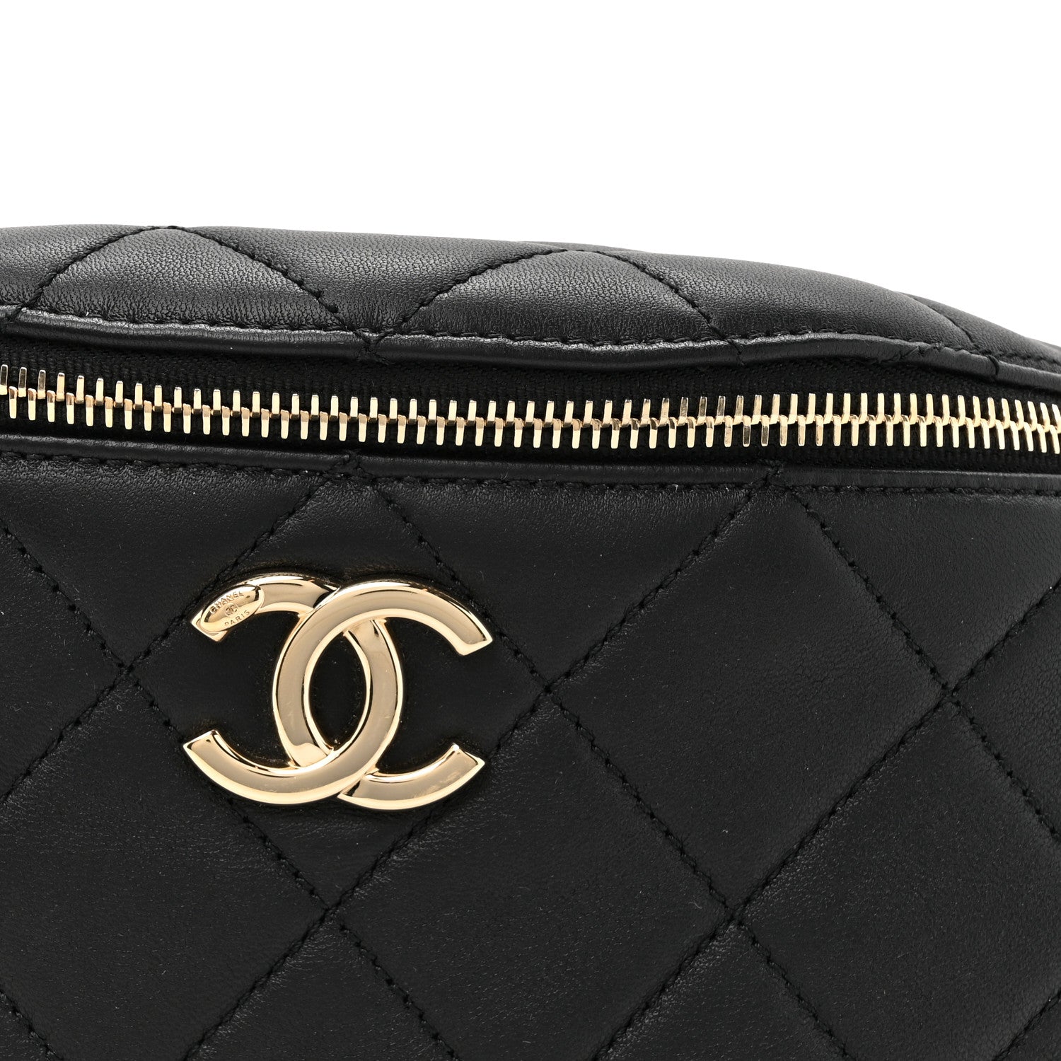 Chanel Lambskin Quilted Resin Bi-Color Waist Bag Fanny Pack Black 8 of 11