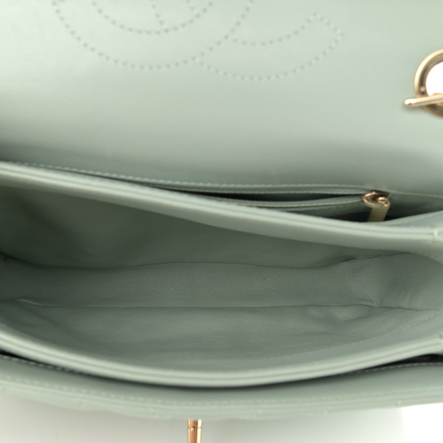 Chanel Lambskin Chevron Quilted Small Trendy CC Dual Handle Flap Bag Light Green 5 of 10