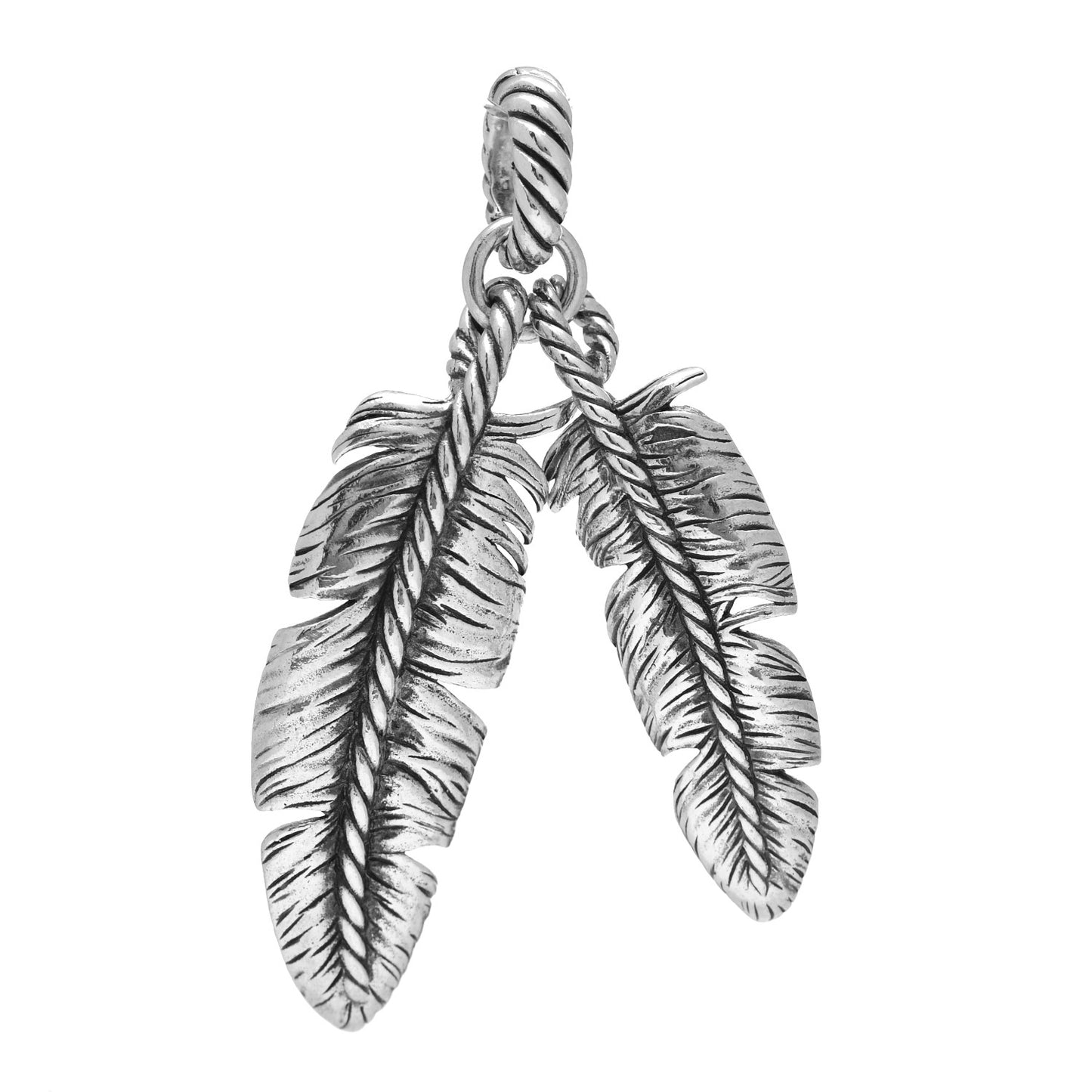 Sterling Silver Cable Collectibles Feather Enhancer Pendant