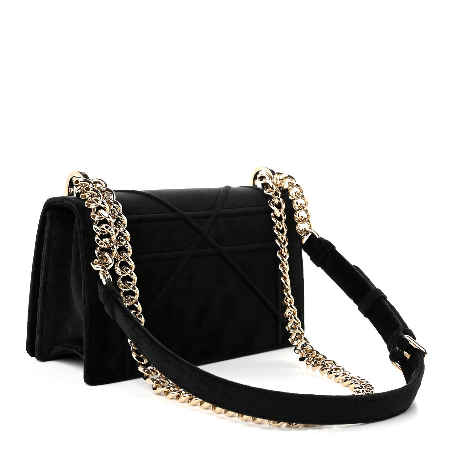 Velvet Small Diorama Flap Bag Black