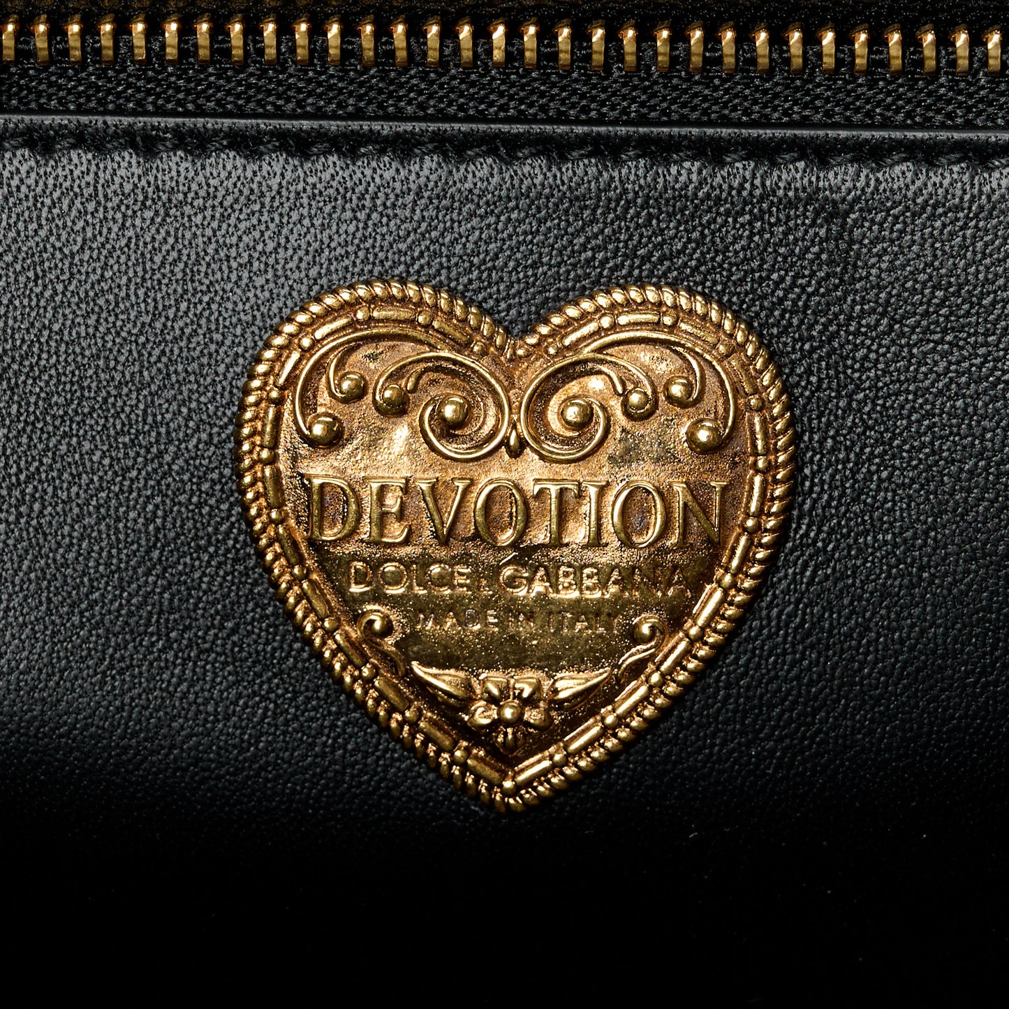 DOLCE & GABBANA Calfskin Medium Devotion Crossbody Bag Black