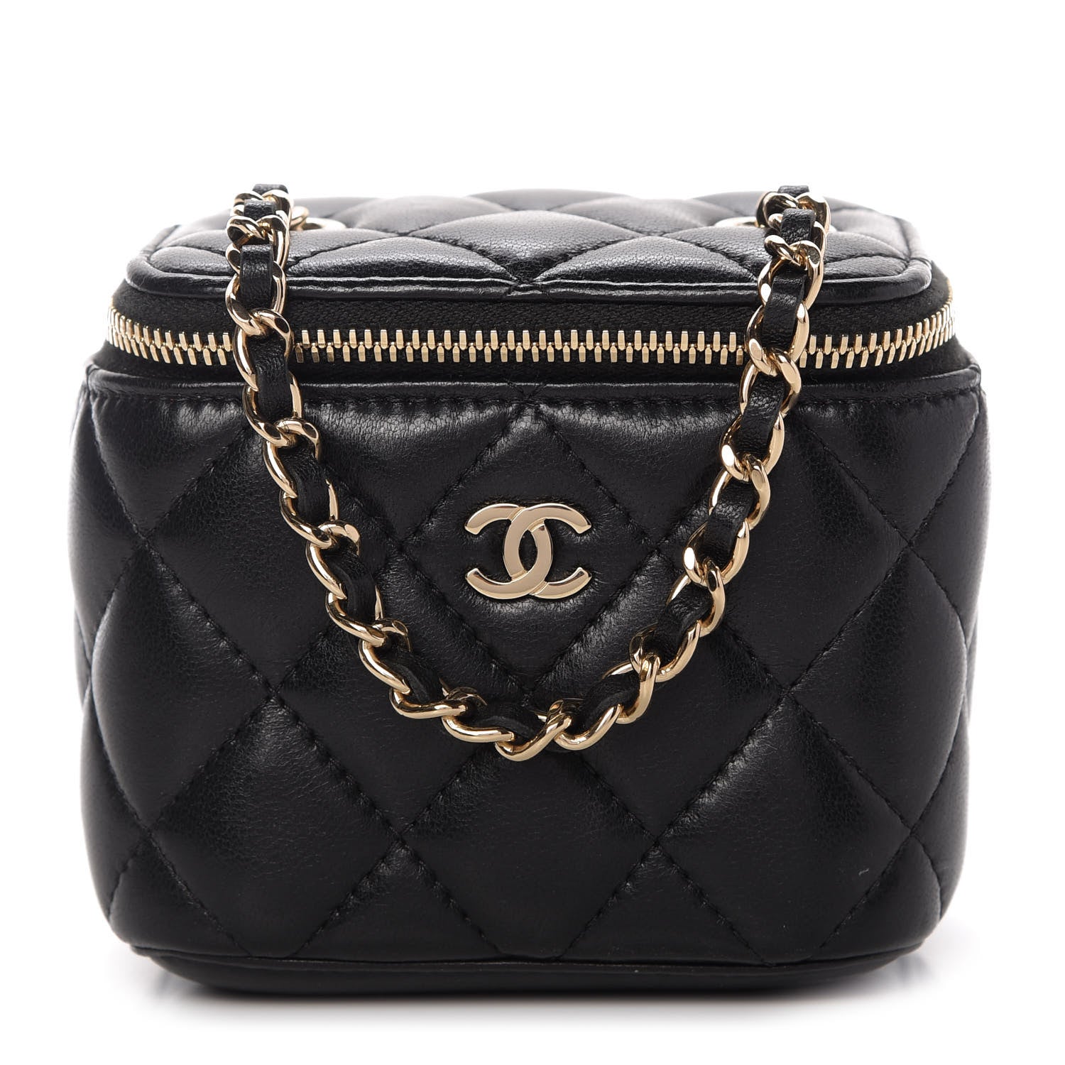 Chanel Lambskin Quilted Mini Vanity Case With Chain Black 1 of 10