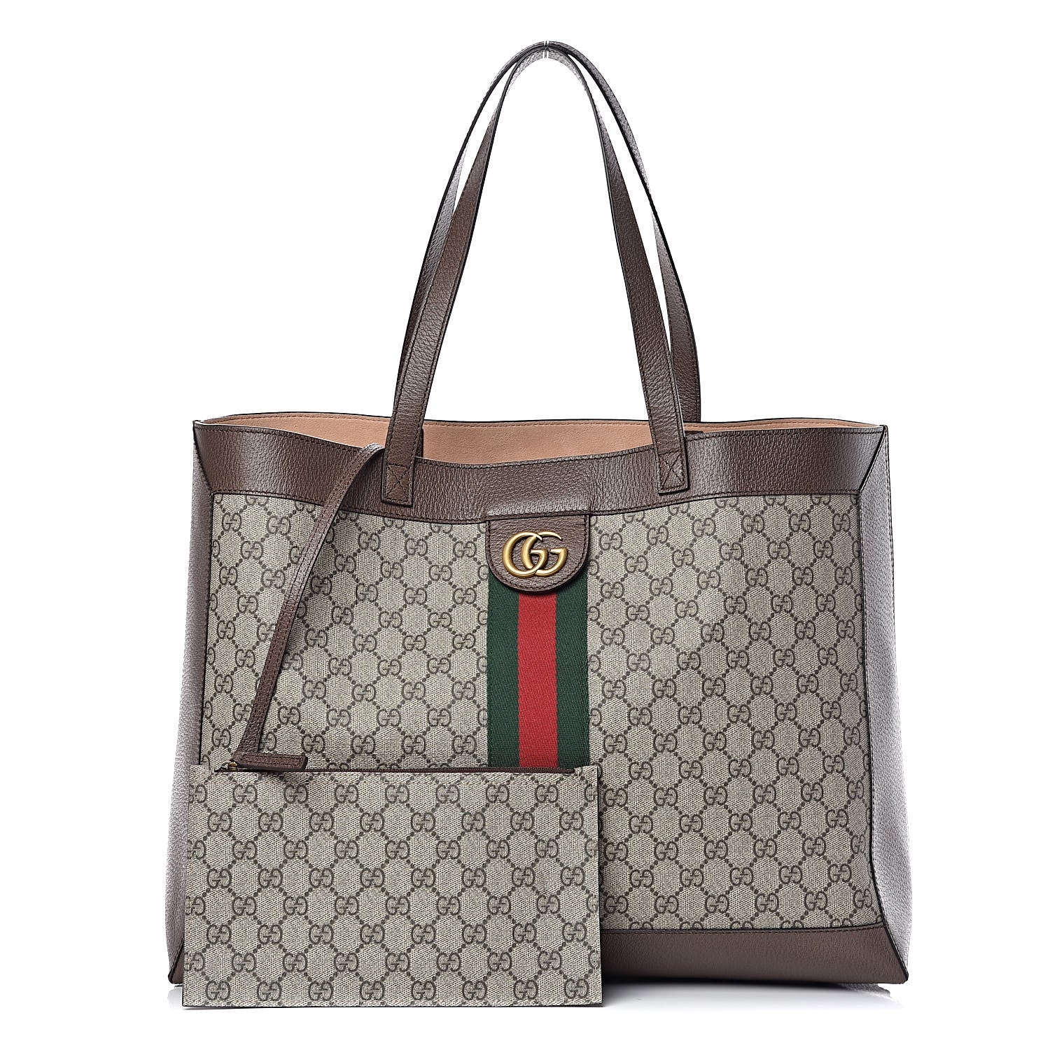 Gucci GG Supreme Monogram Web Ophidia Tote Brown 1 of 10