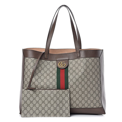 Gucci GG Supreme Monogram Web Ophidia Tote Brown 1 of 10