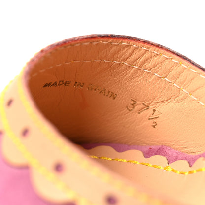 Louis Vuitton Suede Vachetta Espadrille Wedge Sandals 37.5 Purple 7 of 10