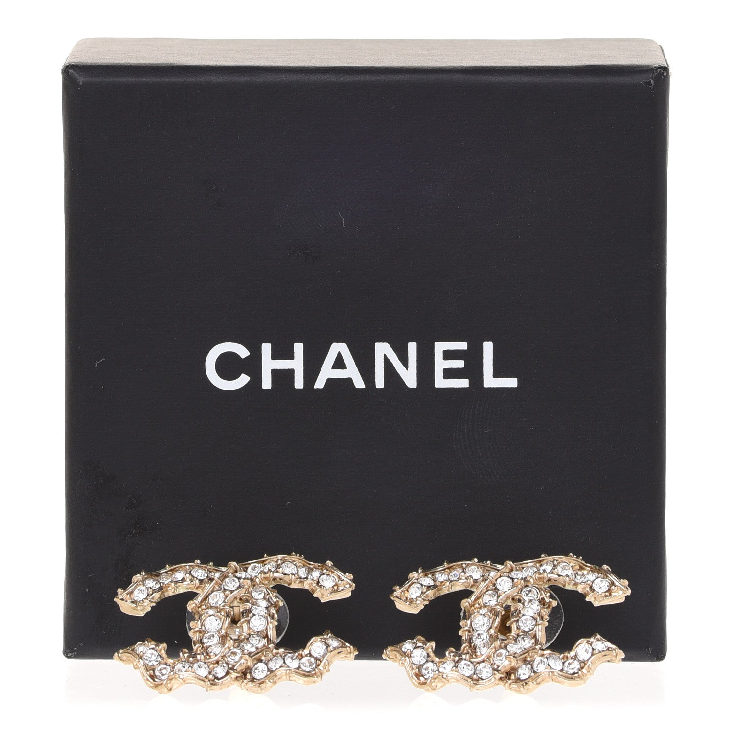 Chanel Crystal CC Earrings Gold 5 of 5