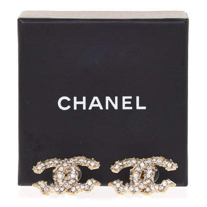 Chanel Crystal CC Earrings Gold 5 of 5