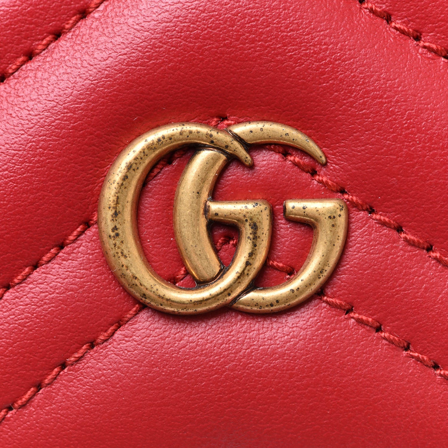 Gucci Calfskin Matelasse GG Marmont Card Holder Hibiscus Red 7 of 8