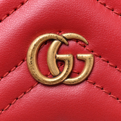 Gucci Calfskin Matelasse GG Marmont Card Holder Hibiscus Red 7 of 8