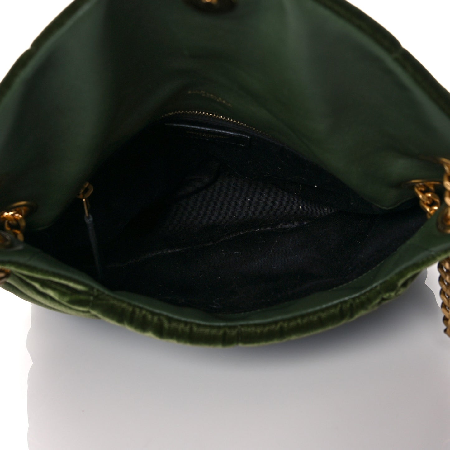Velvet Quilted Small Loulou Puffer Monogram Chain Satchel Kaki Musk