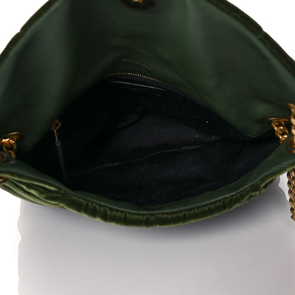 Saint Laurent Velvet Quilted Small Loulou Puffer Monogram Chain Satchel Kaki Musk 5 of 12