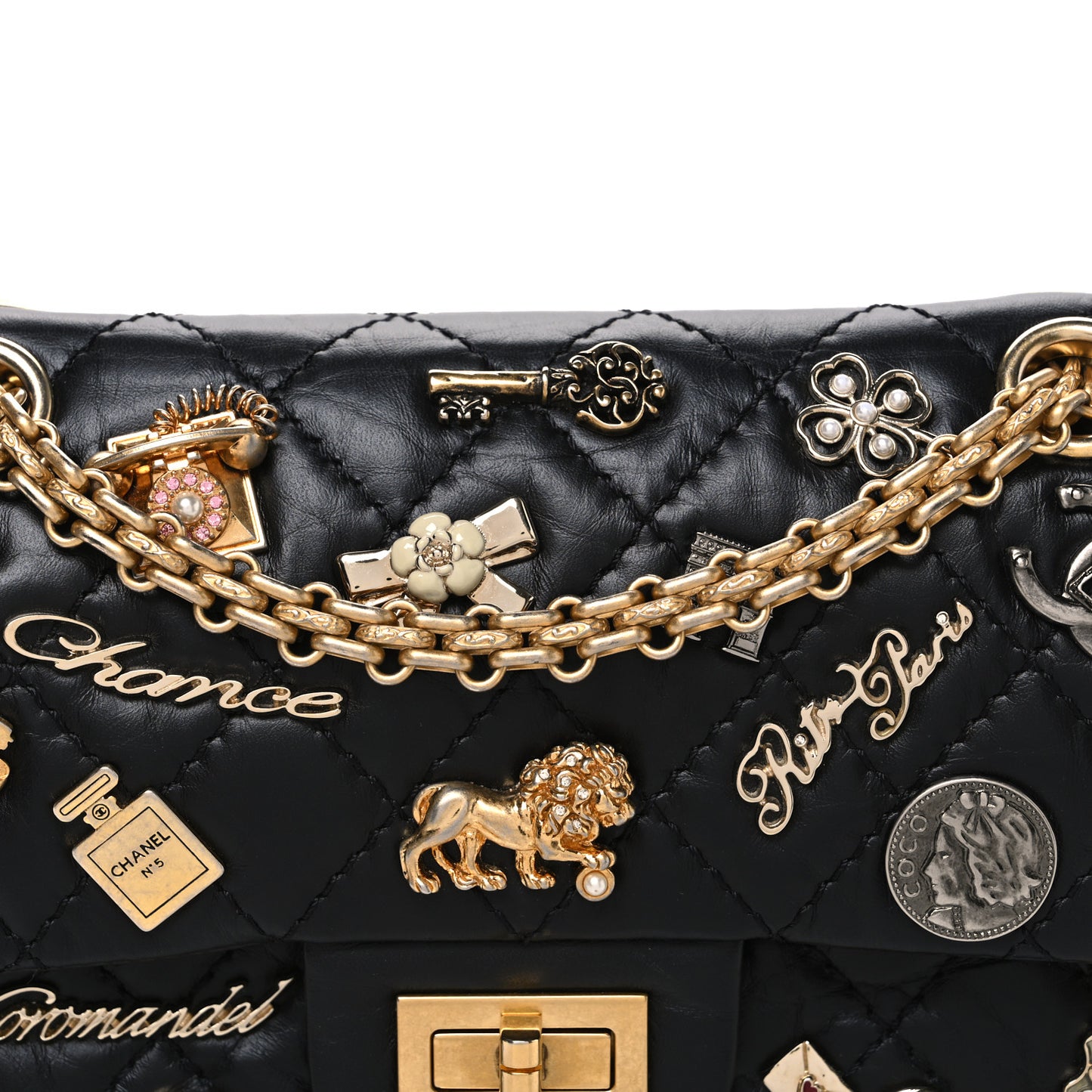 Aged Calfskin Lucky Charms 2.55 Reissue 224 Flap Black