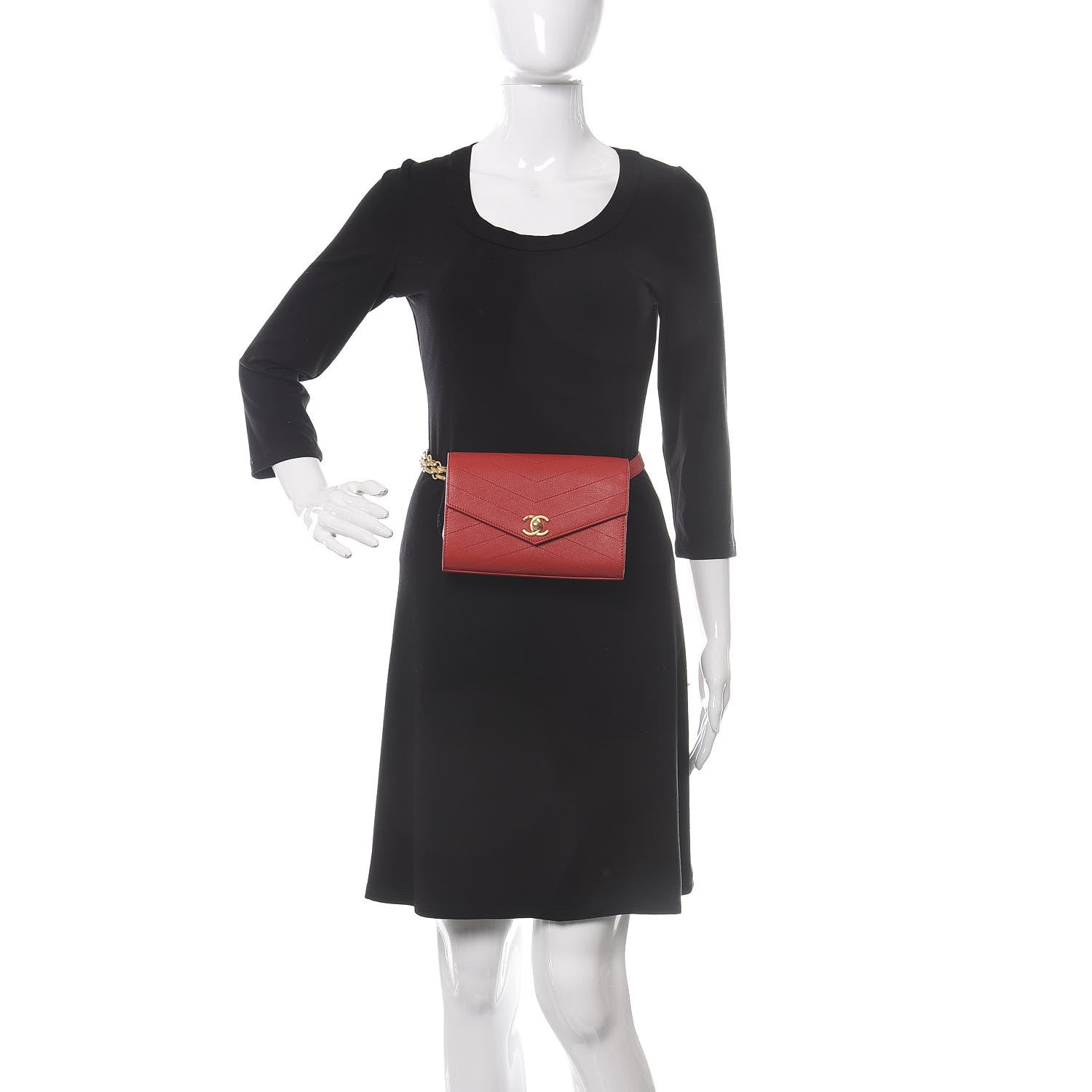 Chanel Calfskin Chevron Stitched Waist Belt Bag Dark Red 3 of 10