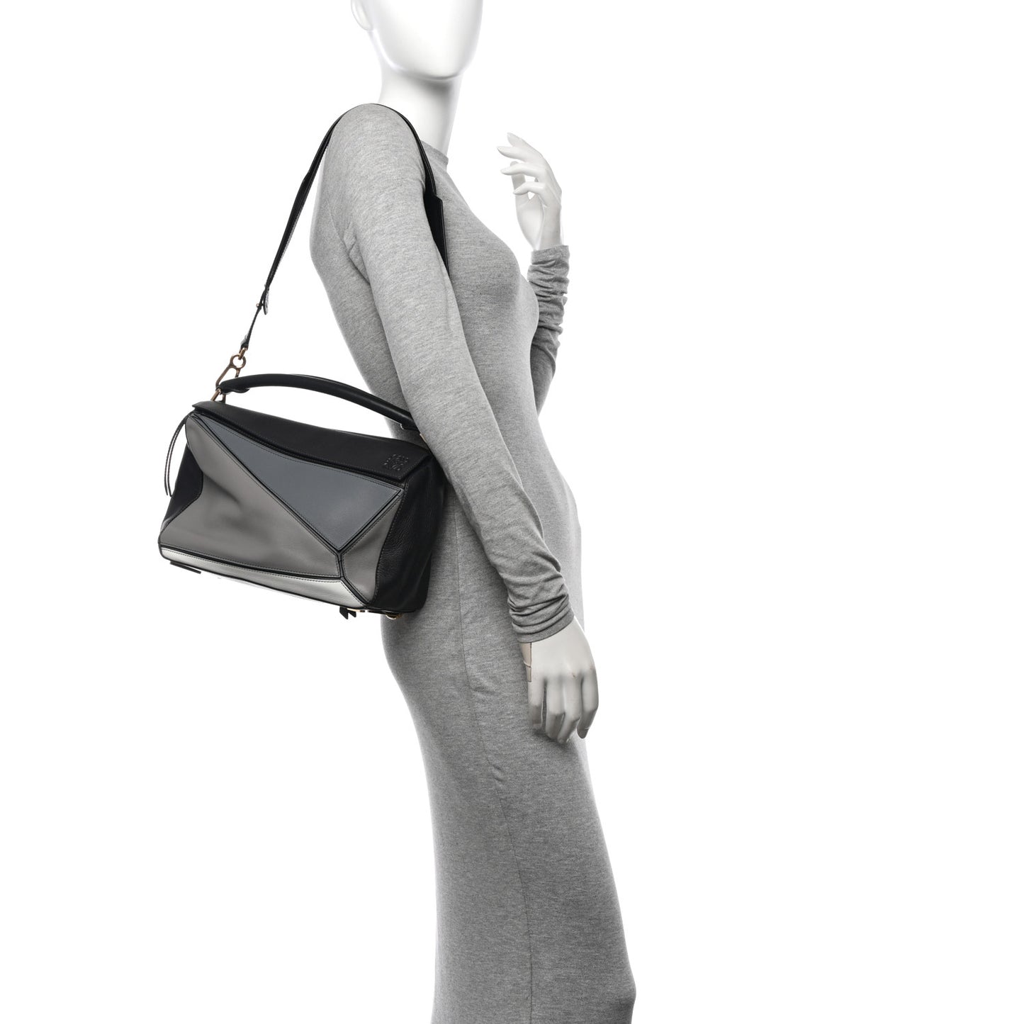 Calfskin Medium Puzzle Bag Grey Multito