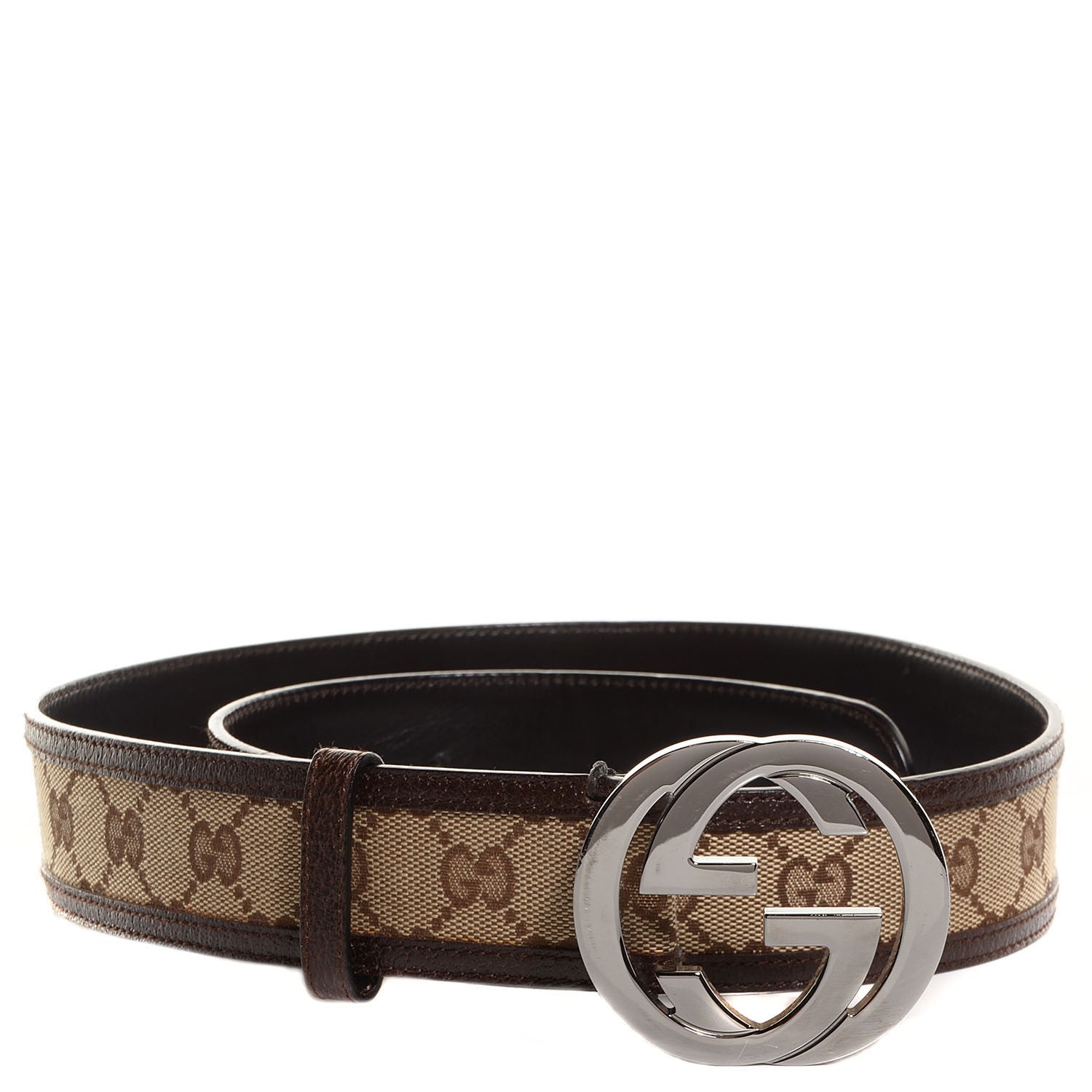 Gucci Leather Monogram Interlocking G Belt 90 36 Dark Brown 1 of 5