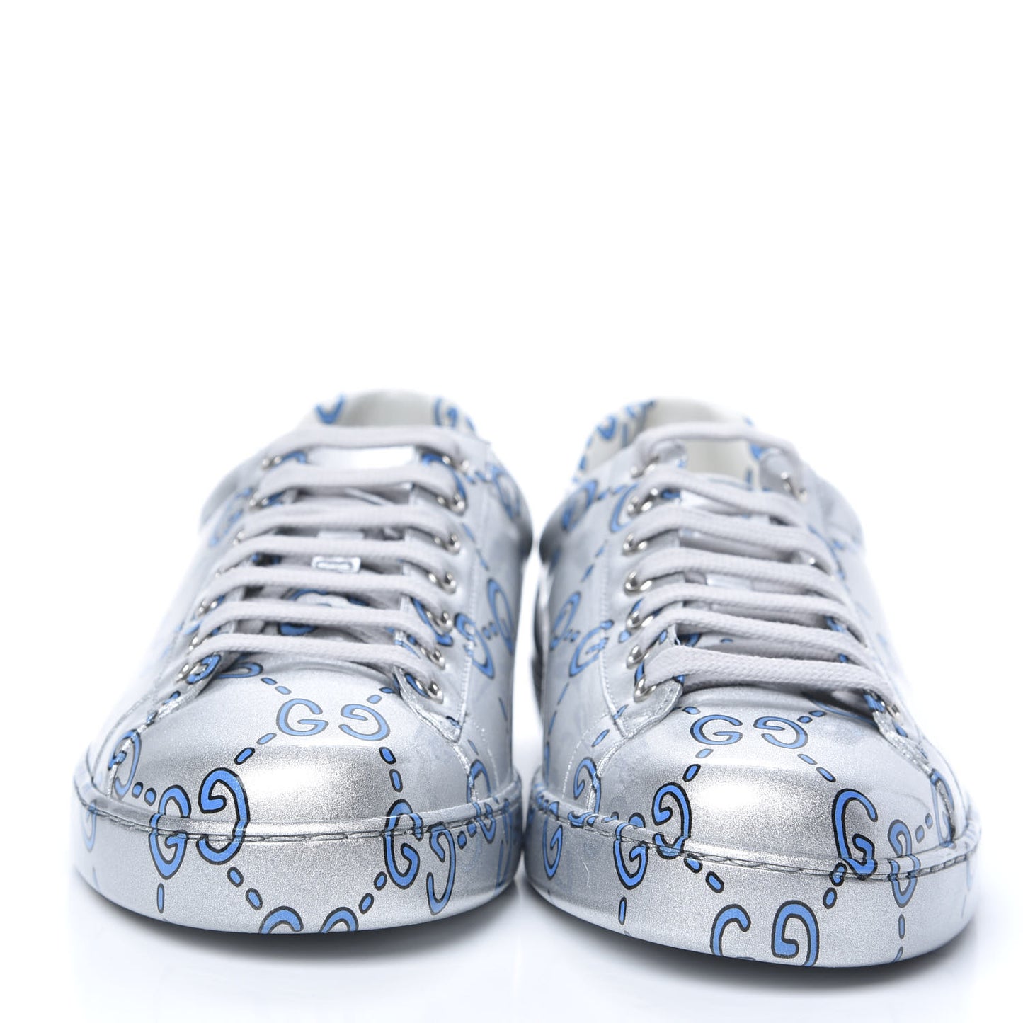 Miro Rubber Wax GucciGhost Print Mens New Ace Sneakers 9 Silver