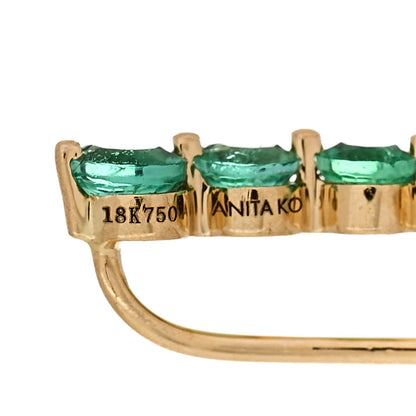 Anita Ko 18K Yellow Gold Diamond Emerald Floating Earring 4 of 4