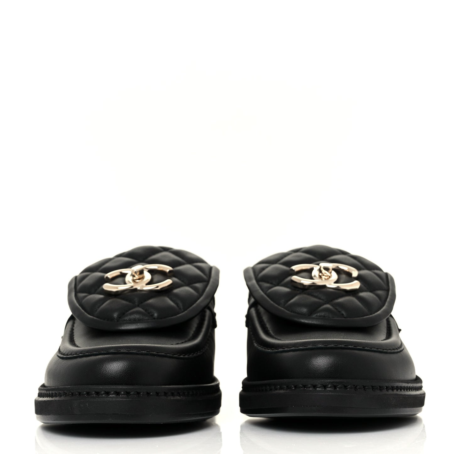 Lambskin Quilted CC Turnlock Loafers 37.5 Black