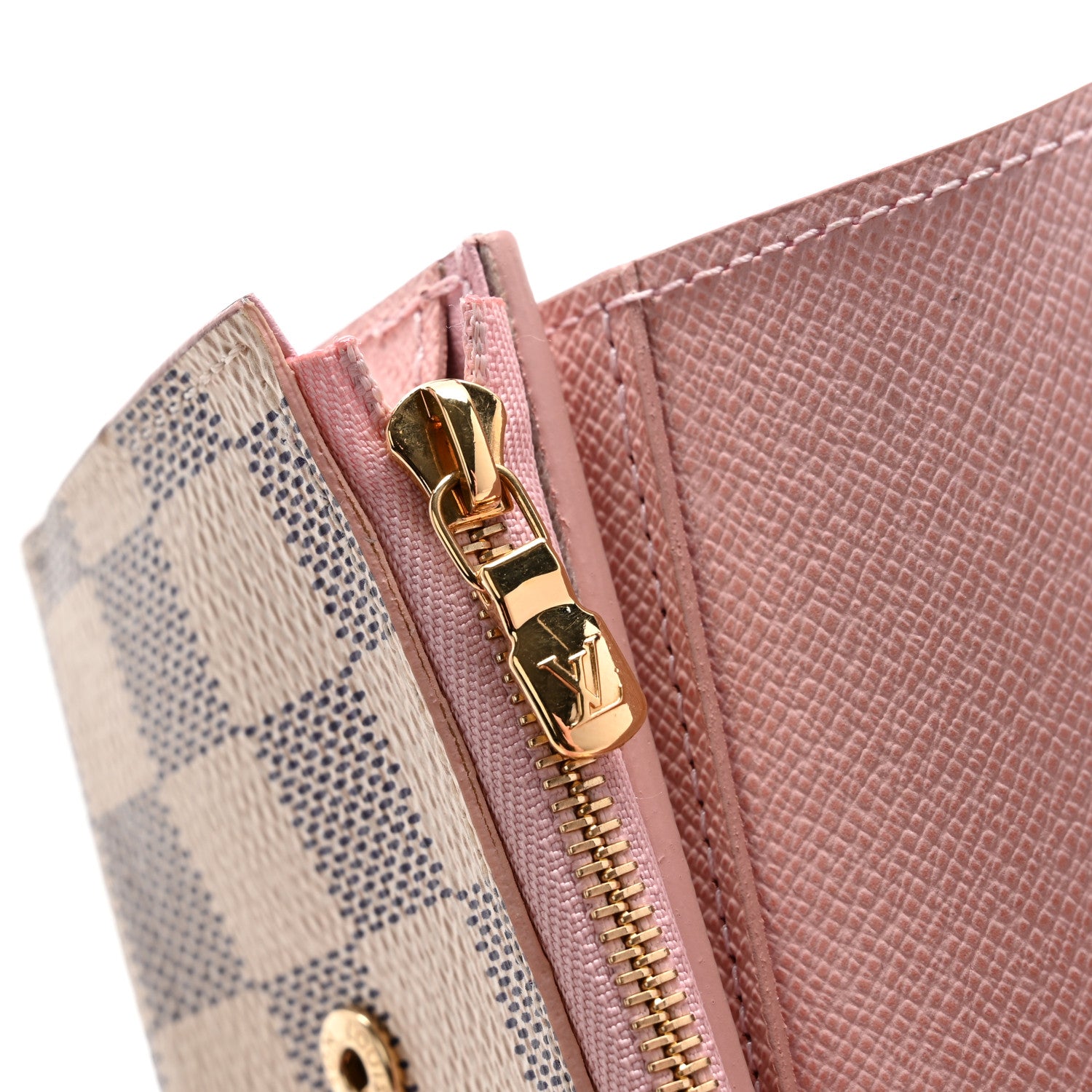 Louis Vuitton Damier Azur Studded Zoe Wallet Rose Ballerine 9 of 12