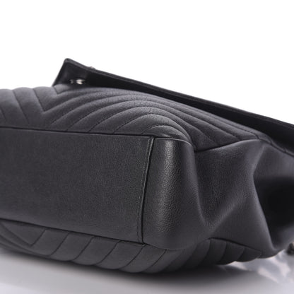 Saint Laurent Sheepskin Matelasse Chevron Monogram Monochrome Large College Satchel Black 7 of 8